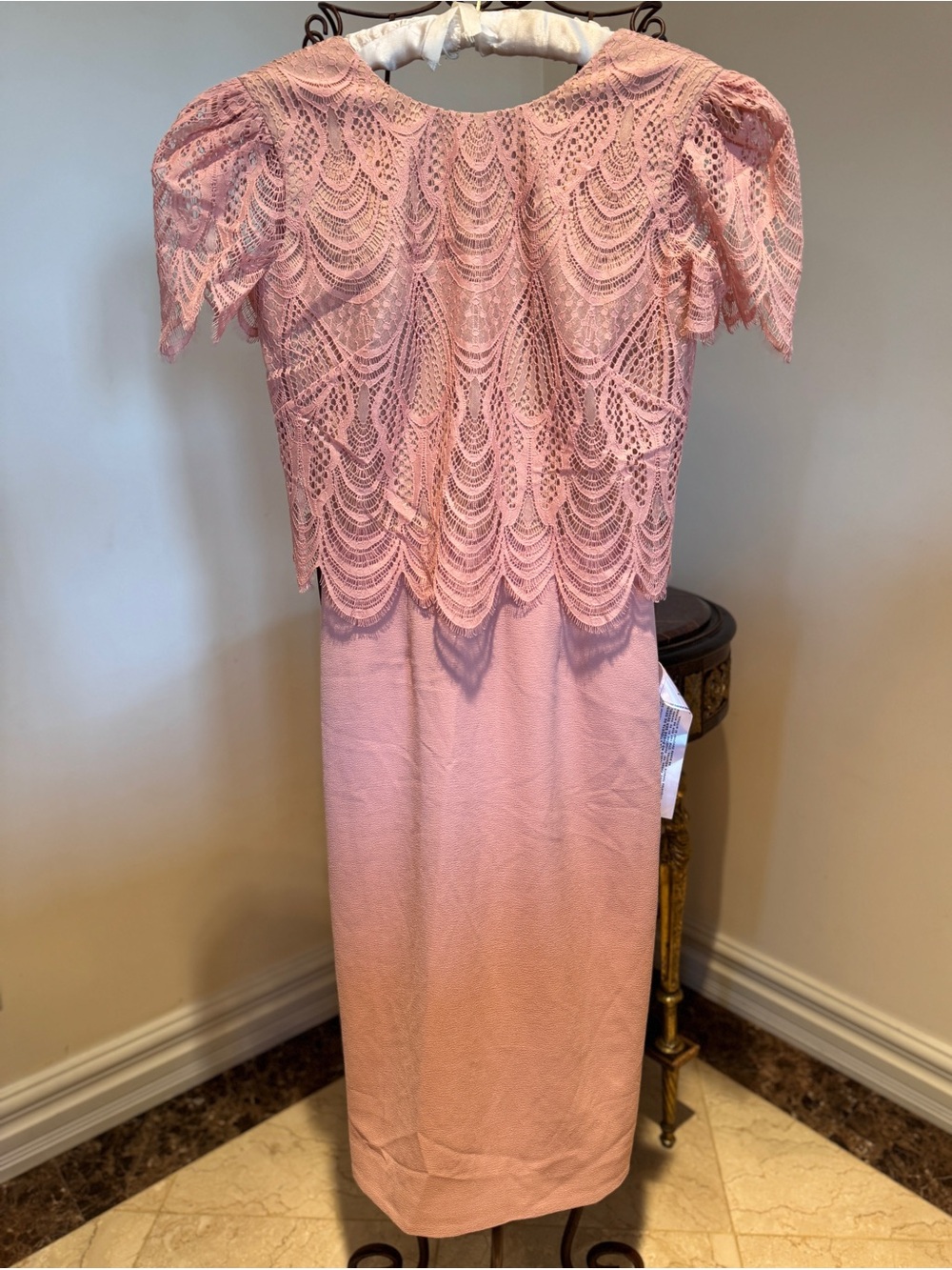 Dress the Population Pink Lace Overlay Midi Dress